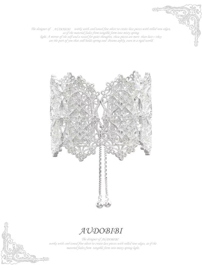 Dreaming in Lace Platinum Plating Statement Filigree Slider Bracelet