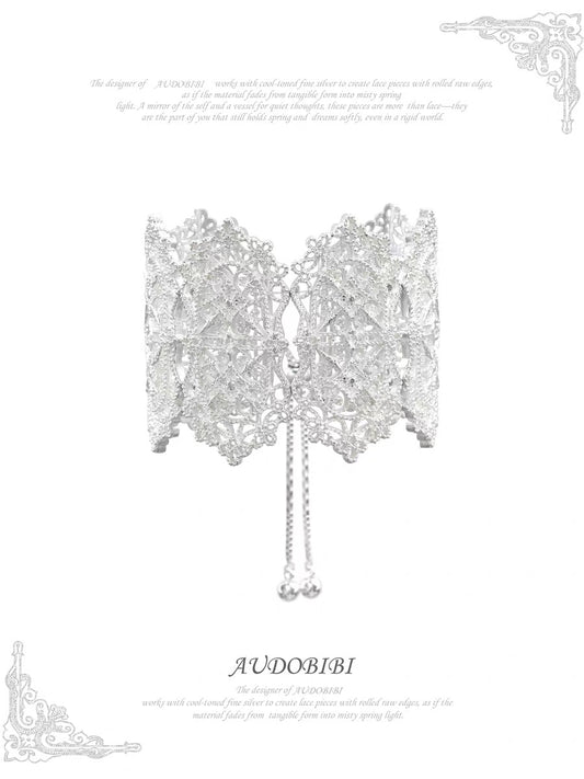 Dreaming in Lace Platinum Plating Statement Filigree Slider Bracelet