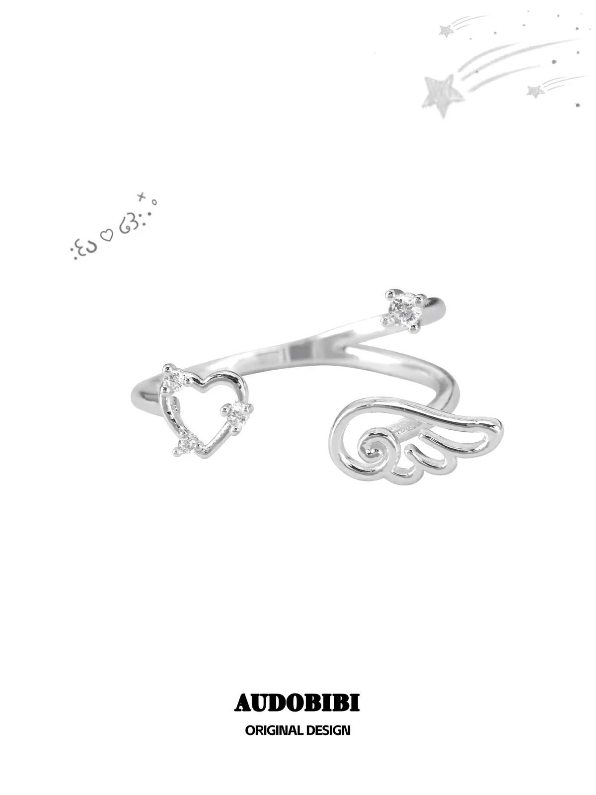 Judgement Angel S925 Sterling Silver Heart & Wings Rings