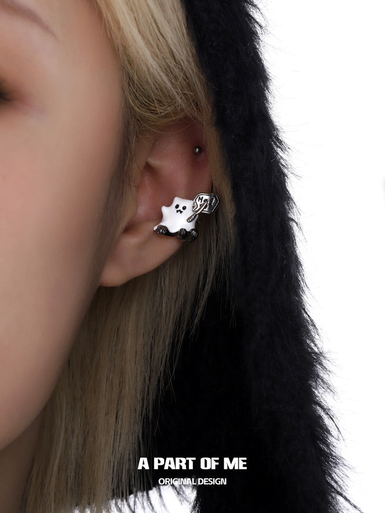 Ghost Kitten 18K Platinum Plating Earcuffs