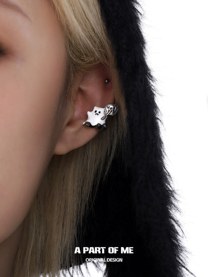 Ghost Kitten 18K Platinum Plating Earcuffs