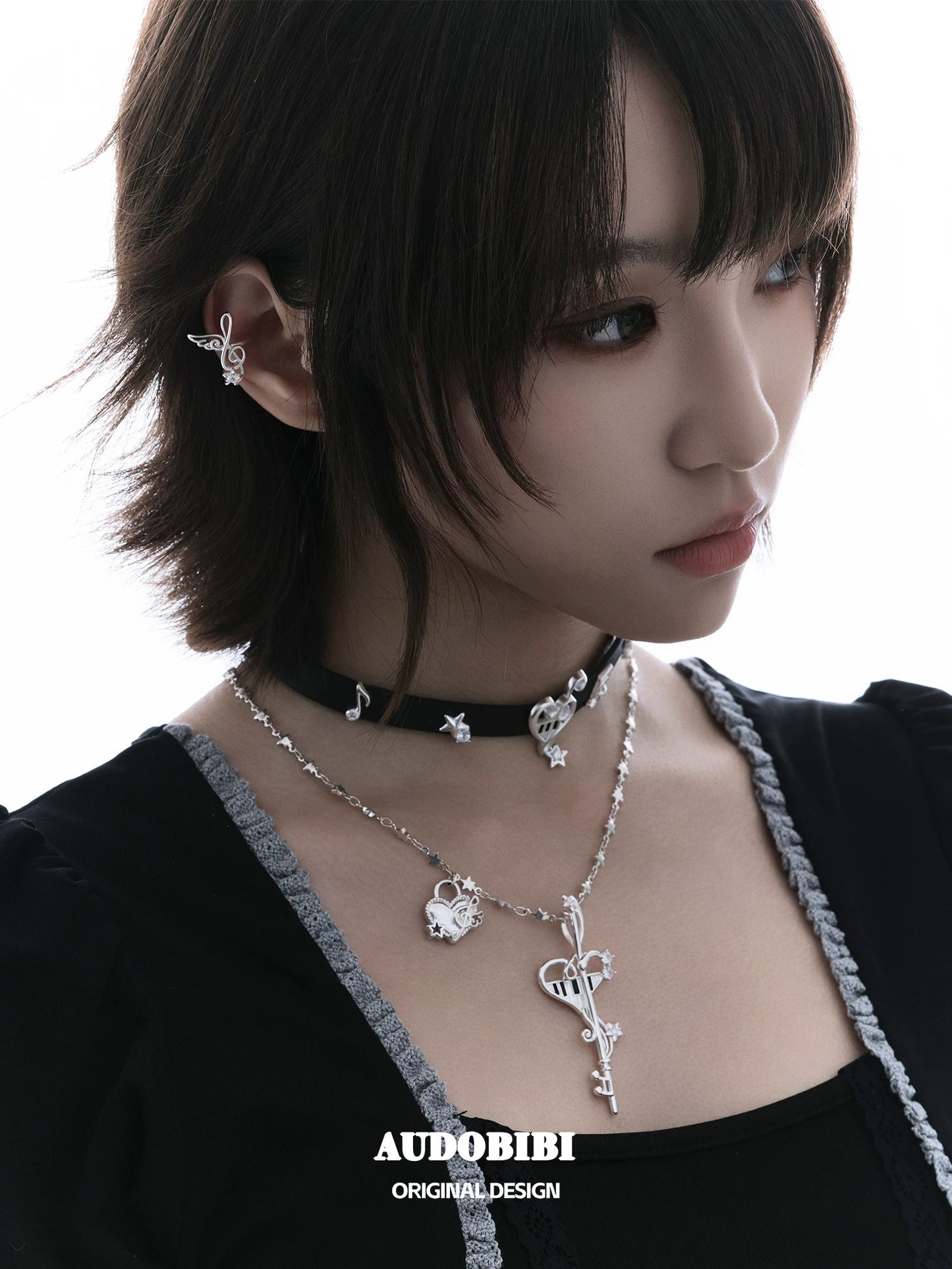 Melody Etude 18K Platinum Plating Silent Wings Earcuffs