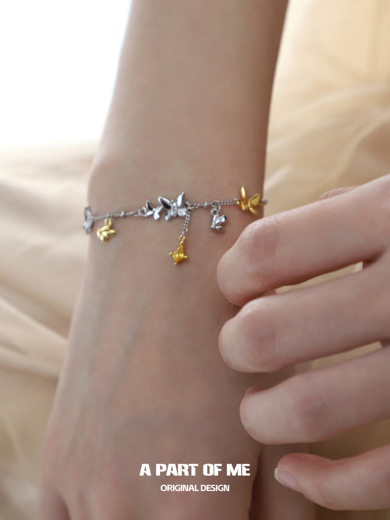 Flutter Essence S925 Sterling Silver 18K Yellow Gold Plating Butterfly Bracelet