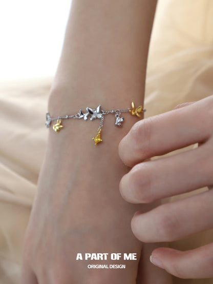 Flutter Essence S925 Sterling Silver 18K Yellow Gold Plating Butterfly Bracelet