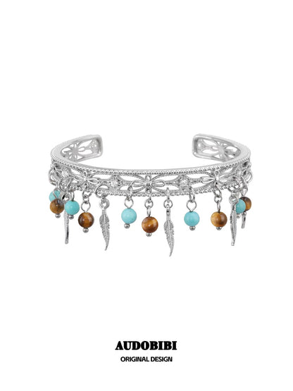 Plum Collection 18K Platinum Plating Tibet Style Feather Bangle