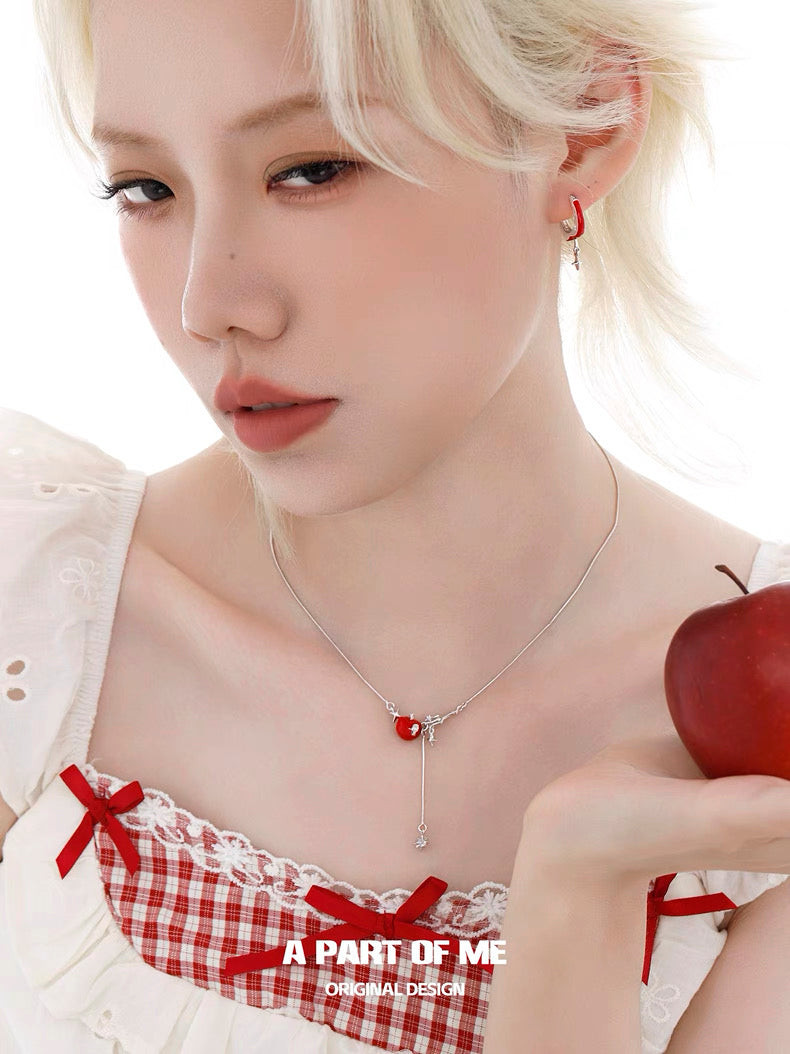 Apple Slice S925 Sterling Silver Apple & Star Necklace