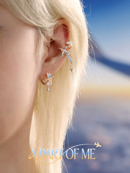 Airplane 18K Platinum Plating Cloud Huggies Earrings