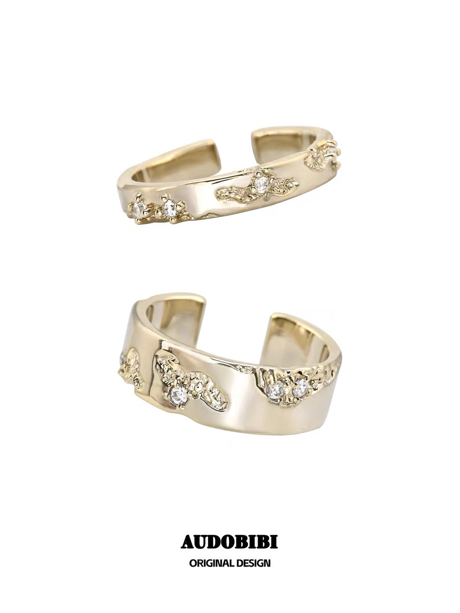 BROKEN II S925 Sterling Silver Champagne Gold-plated Couple Ring