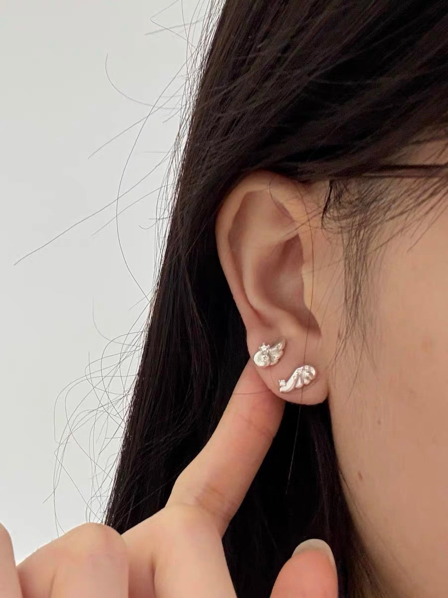 Angel Dream S925 Sterling Silver Mini Angel Wings Stud Earrings