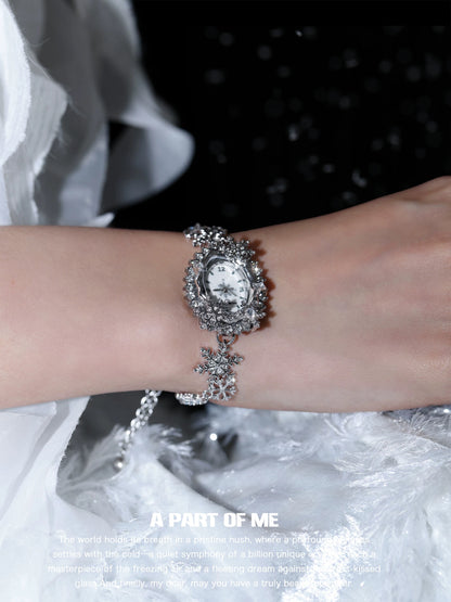 Snowflakes 18K Platinum Plating Slider Bracelet Watch