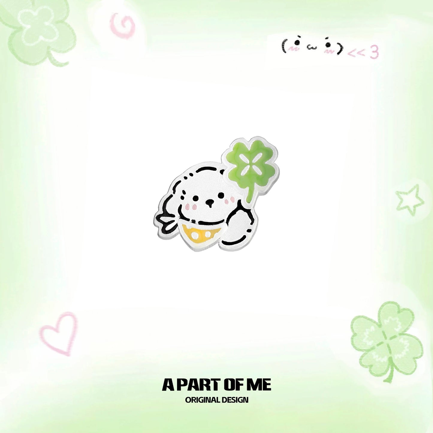 The Lucky Clover Kitten & Puppy 18K Platinum Plating Stud Earrings
