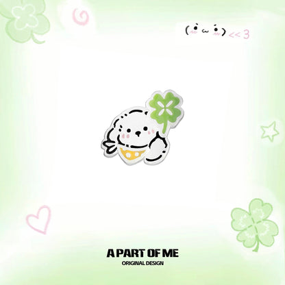 The Lucky Clover Kitten & Puppy 18K Platinum Plating Stud Earrings