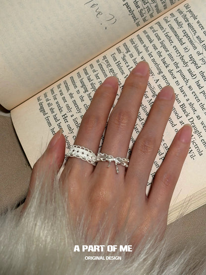 Dreaming in Lace 18K Platinum Plated S925 Silver Ribbon Bow Ring