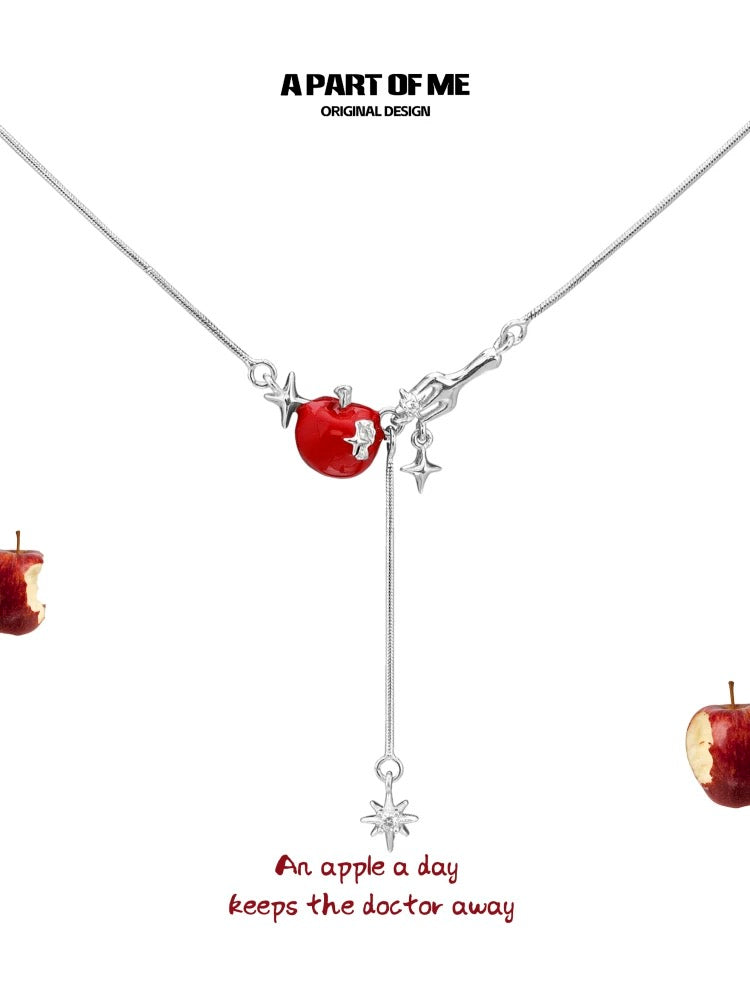 Apple Slice S925 Sterling Silver Apple & Star Necklace