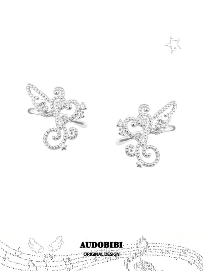 Melody Etude 18K Platinum Plating Heart Shaped Note “108 Steps in the Music Room” Earrcuffs