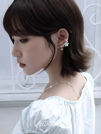 Dreamcore Lily 18K Platinum Plating Vine & Star Ear Cuffs