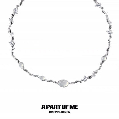 Dawn Series 18K Platinum Plating White Agate Necklace