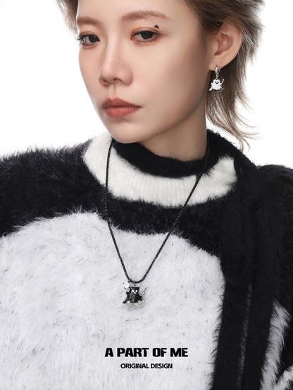 Ghost Kitten 18K Platinum Plating Pendant Necklace