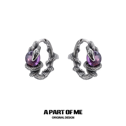Year of the Snake S925 Sterling Silver Snake Huggies Earrings