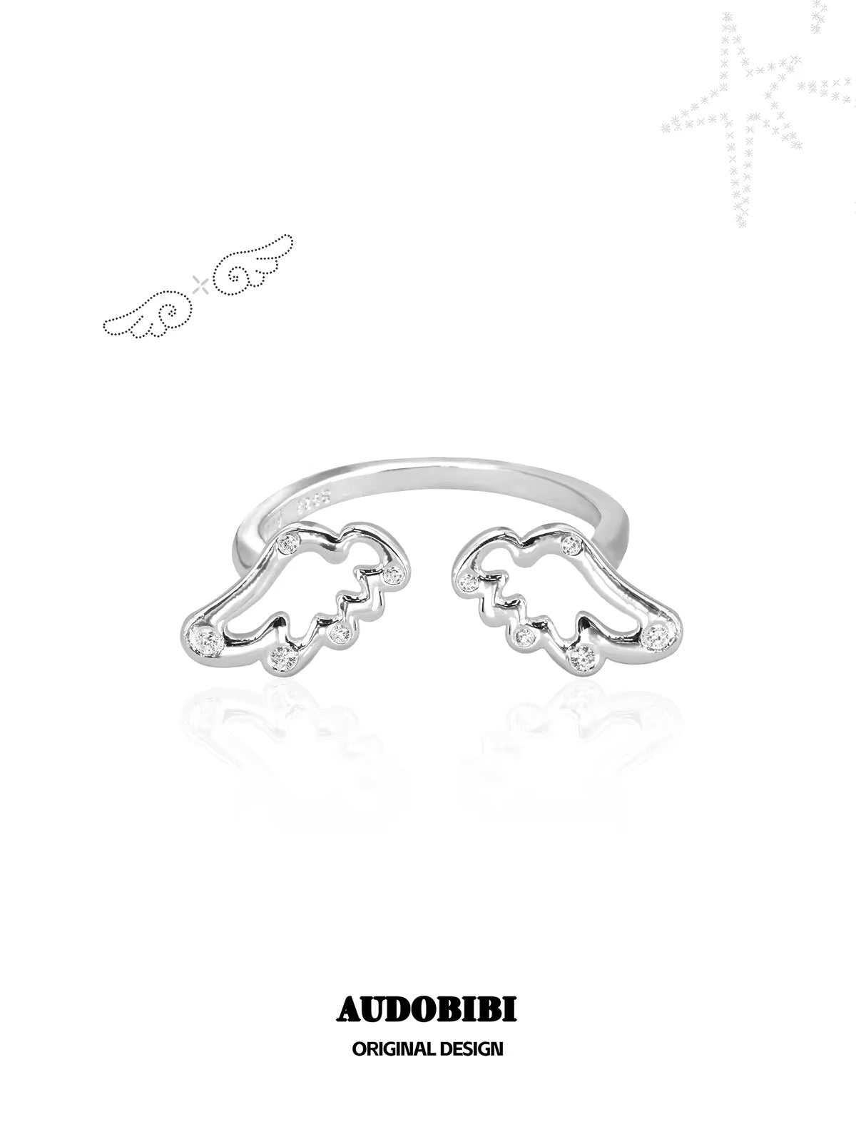 Judgement Angel S925 Sterling Silver Heart & Wings Rings
