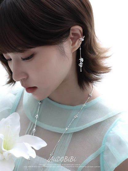 Dreamcore Lily 18K Platinum Plating Fairy Dangle Ear Cuffs