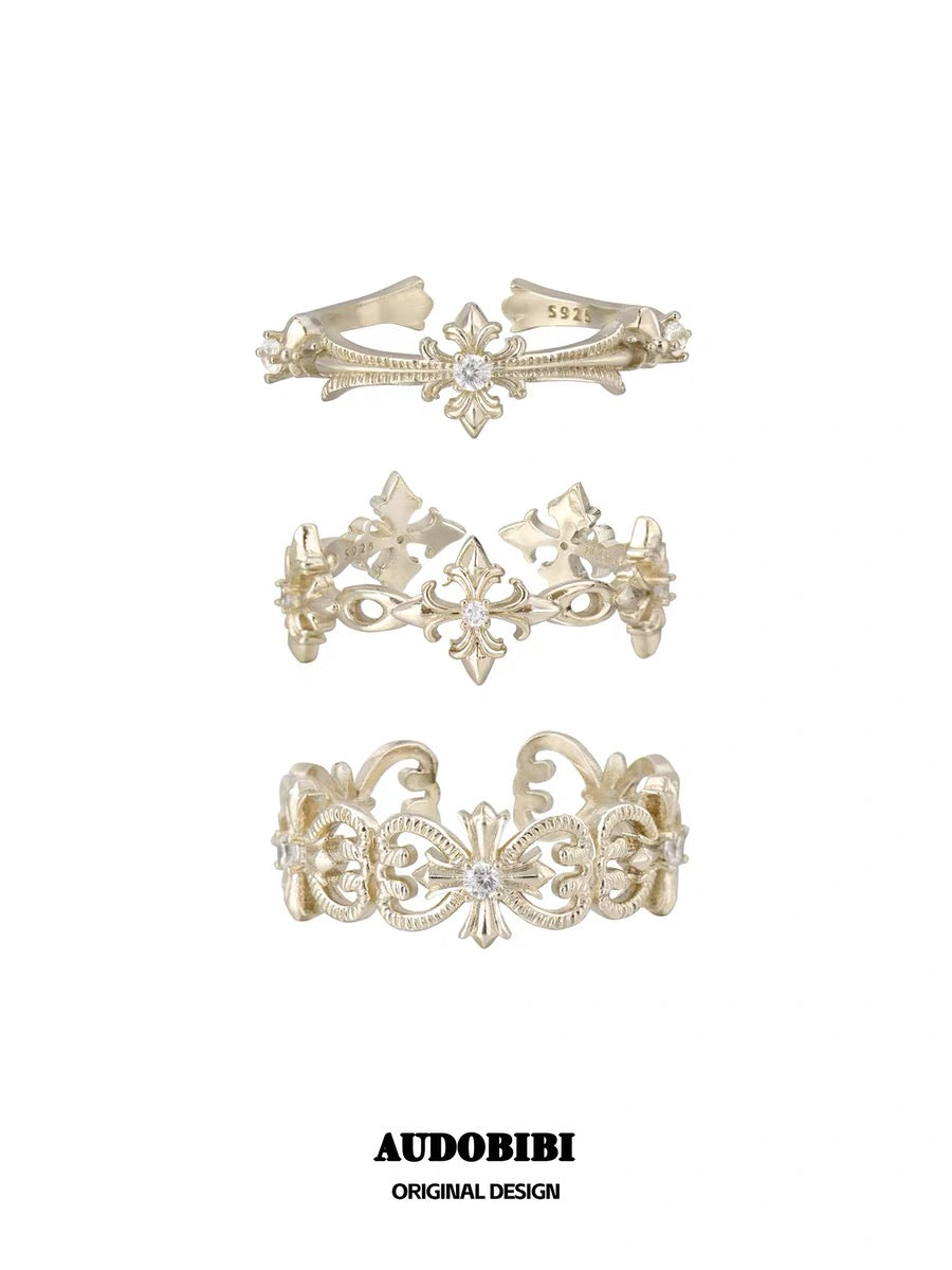 Champagne Gold Iris S925 Silver with Gold-plating Ring Stack