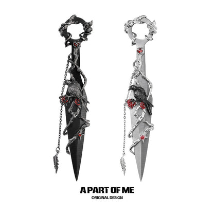 Crow & Roses 18K Platinum Plated Kunai