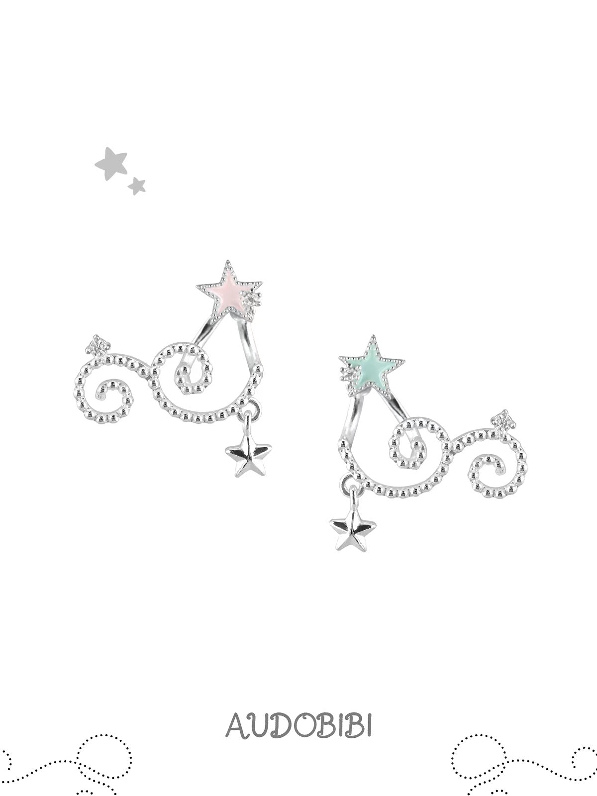 The Hidden Gate 18K Platinum Plating Star Vines Detachable Earrings