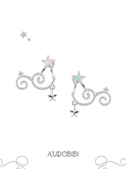 The Hidden Gate 18K Platinum Plating Star Vines Detachable Earrings