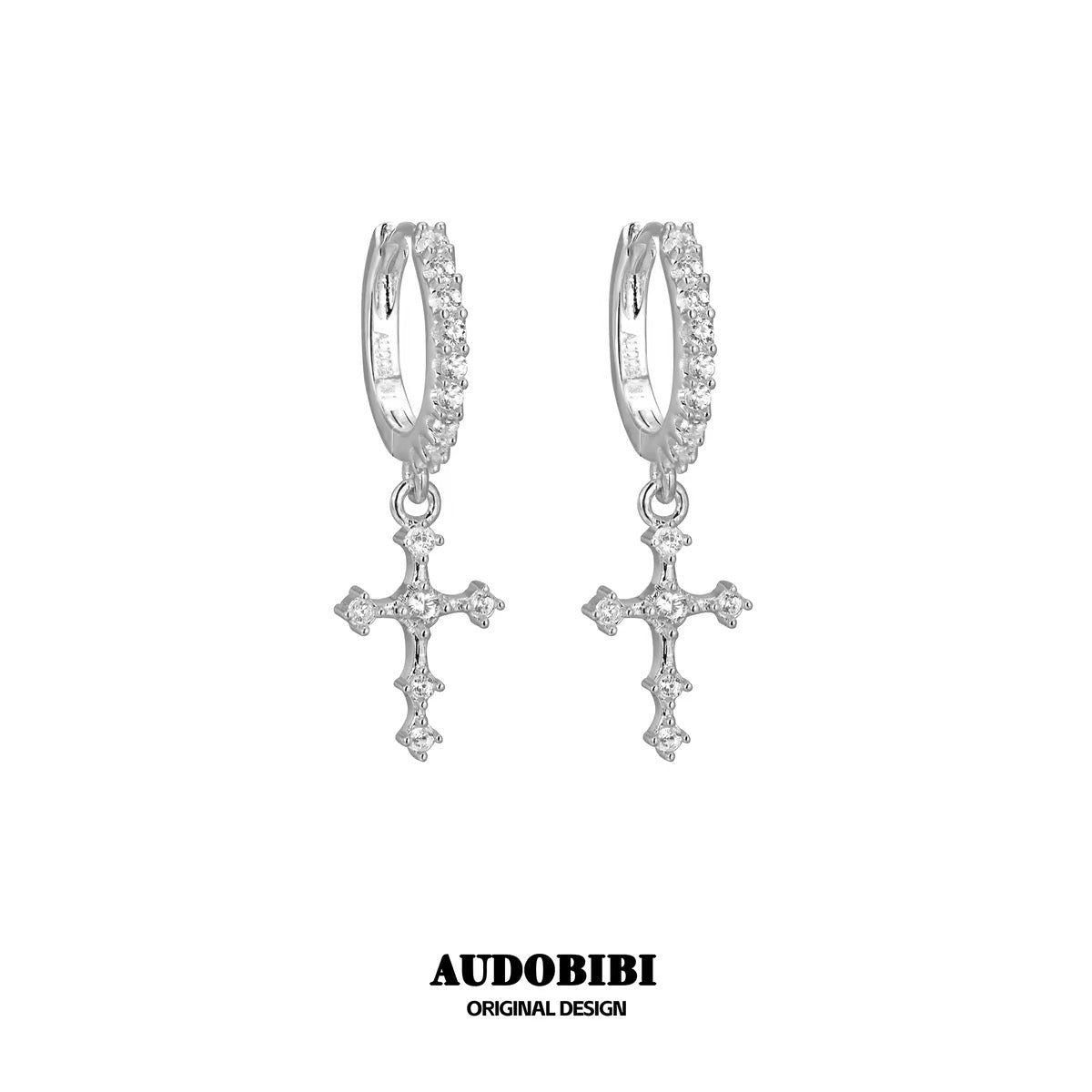 Judgement Angel S925 Sterling Silver Angel Wings & Cross Earring Set