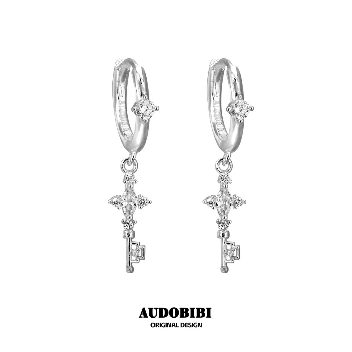 Judgement Angel S925 Sterling Silver Winged Heart Lock & Key Earring Set