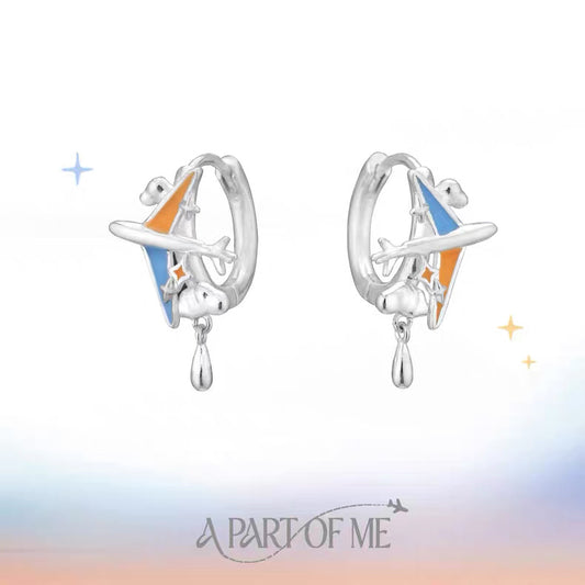 Airplane 18K Platinum Plating Cloud Huggies Earrings