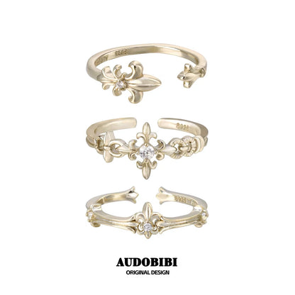 Champagne Gold Iris S925 Silver with Gold-plating Mini Pinky Size Ring Stack