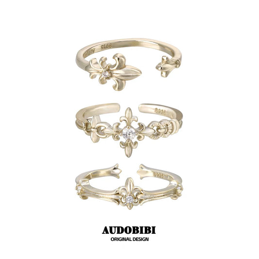 Champagne Gold Iris S925 Silver with Gold-plating Mini Pinky Size Ring Stack