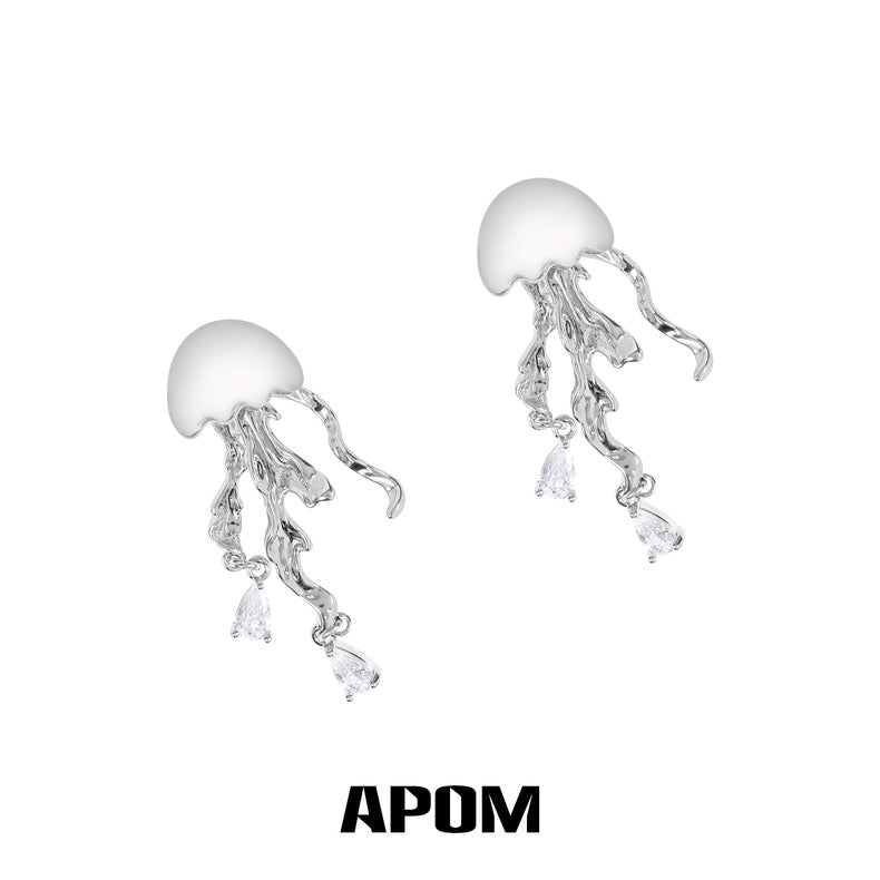 Jellyfish Bloom 18K Platinum Plating Earrings