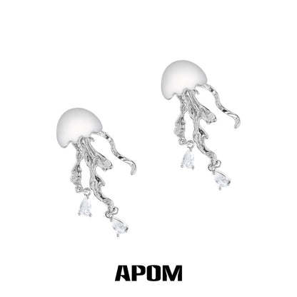 Jellyfish Bloom 18K Platinum Plating Earrings