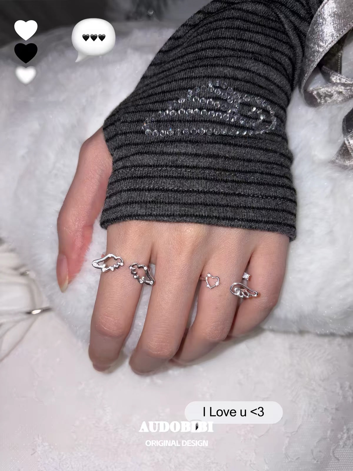 Judgement Angel S925 Sterling Silver Heart & Wings Rings