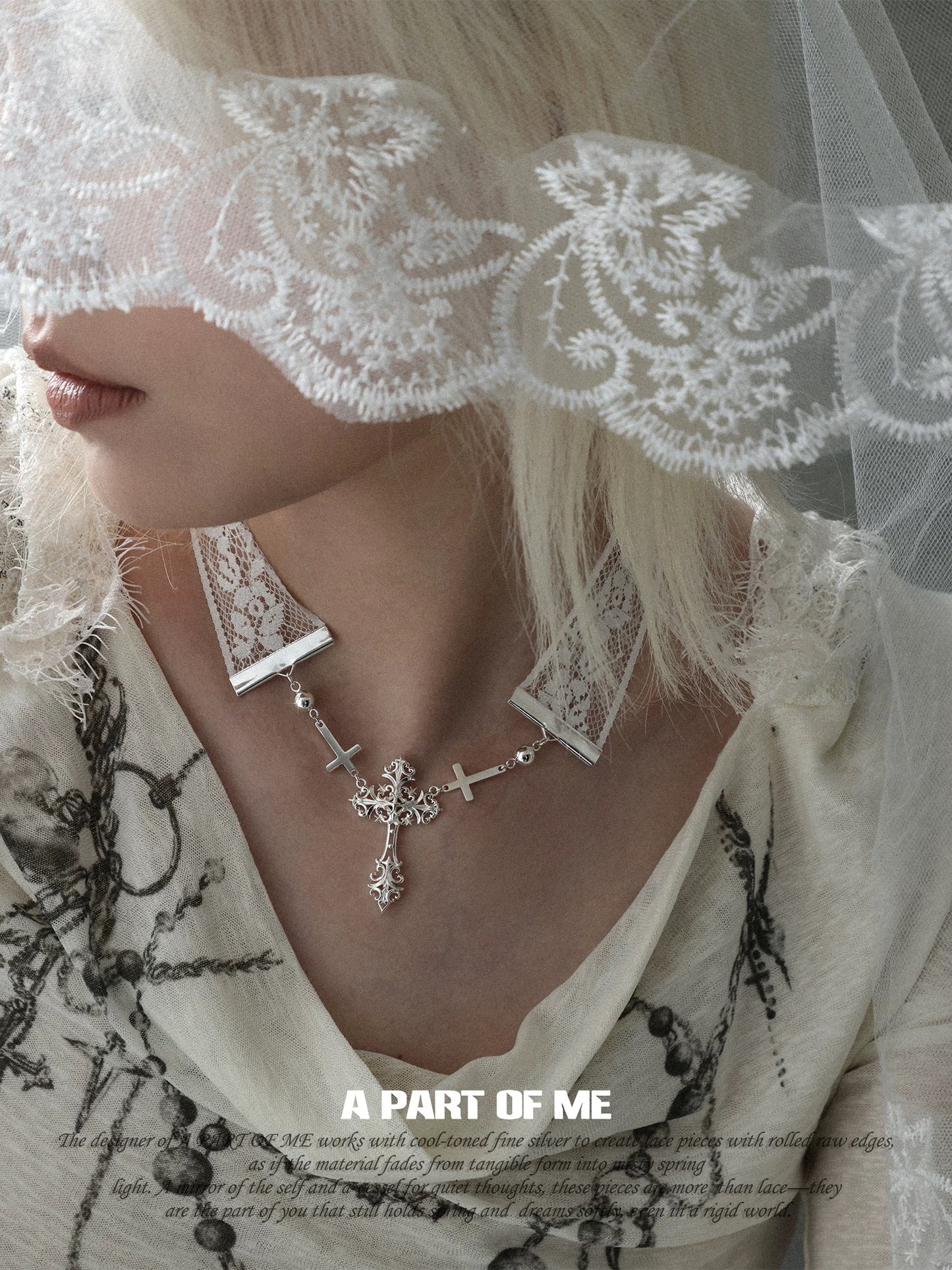 Dreaming in Lace 18K Platinum Plating Cross Choker