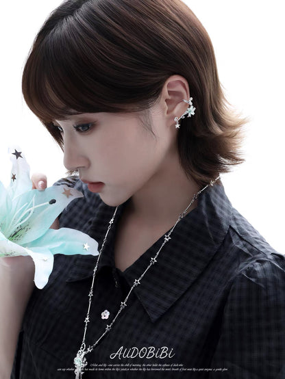 Dreamcore Lily 18K Platinum Plating Vine & Star Ear Cuffs
