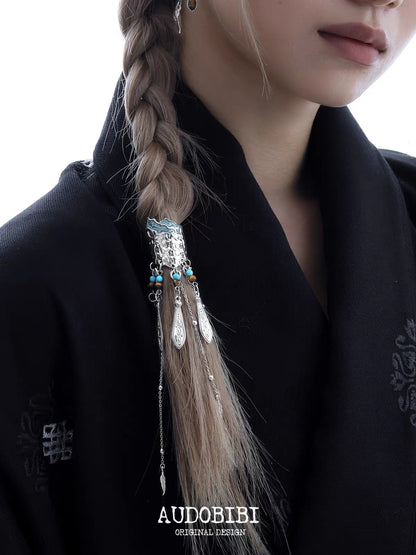 Plume Collection 18K Platinum Plating Tibetan Mountain Hair Holder (detachable tassel)