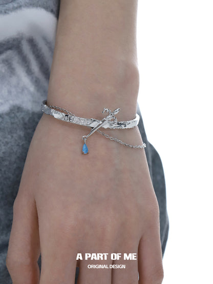 Guardian Sword 18K Platinum Plating Cat's Eye Stone Bangle