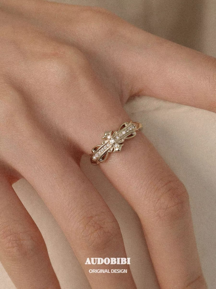 Champagne Gold Iris S925 Silver with Gold-plating Couple Ring