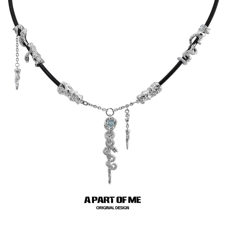 Year of the Snake 18K Platinum Plating Leather Snake Necklace