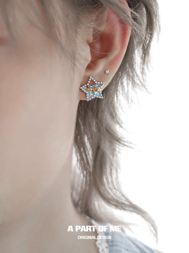 Dreamcore Goldfish 18K Platinum Plating Star Stud Earrings