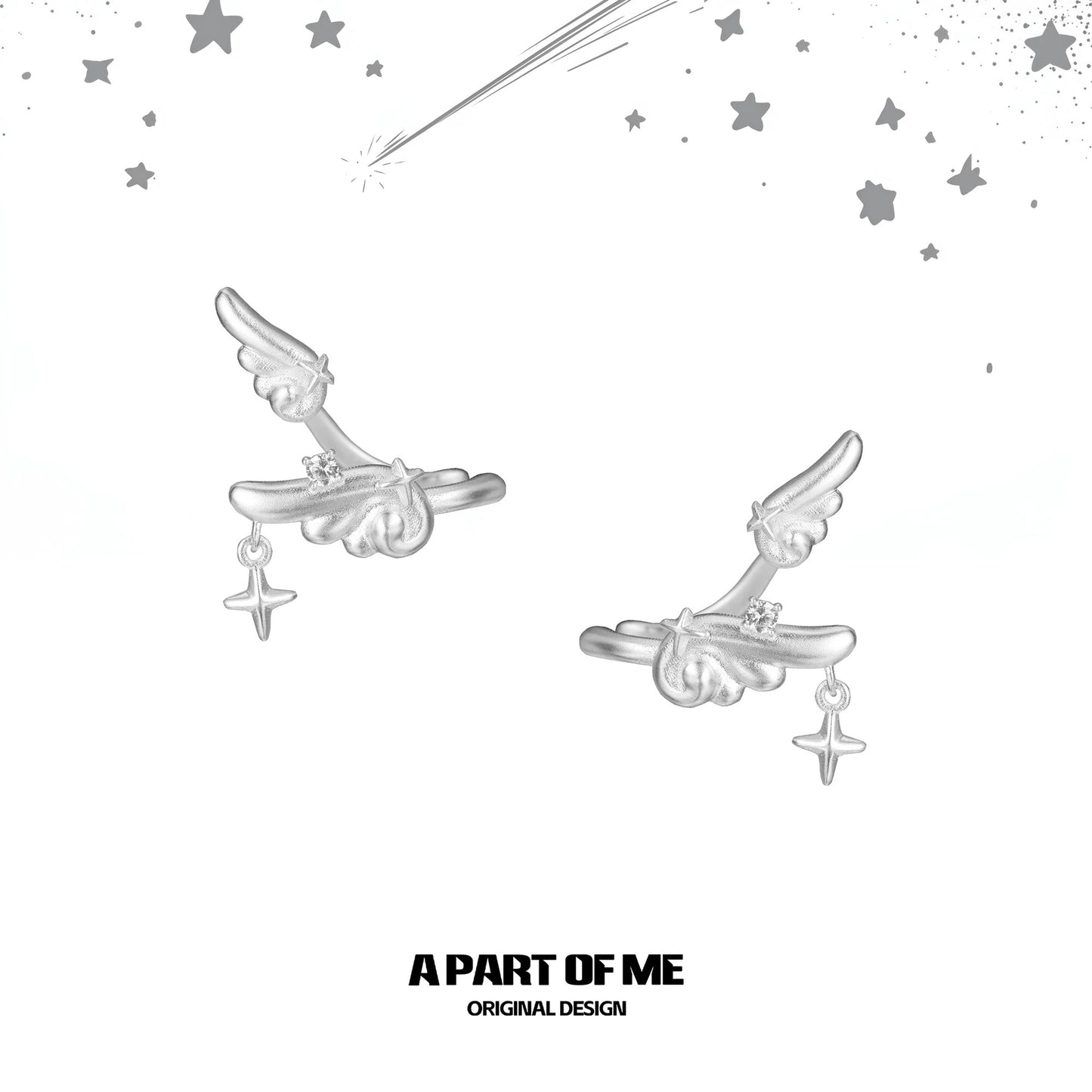 Angel Dream 18K Platinum Plating Angel Wing Earcuffs