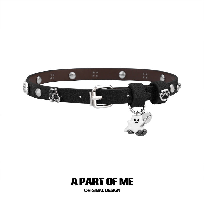 Ghost Kitten 18K Platinum Plating Leather Bracelet