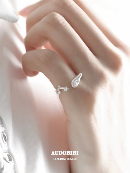 Angel Dream S925 Sterling Silver Angel Wing Pinky Ring