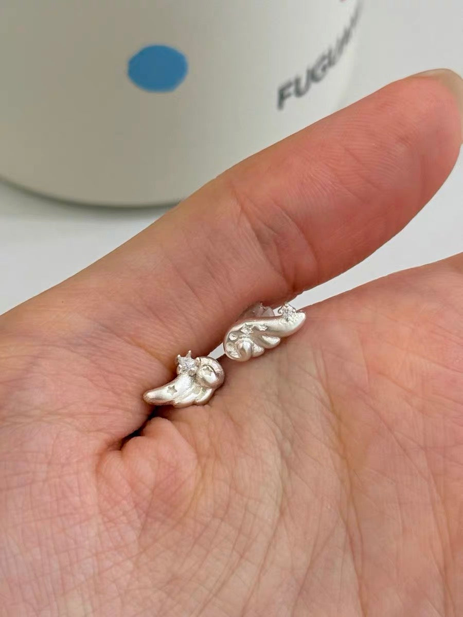 Angel Dream S925 Sterling Silver Mini Angel Wings Stud Earrings