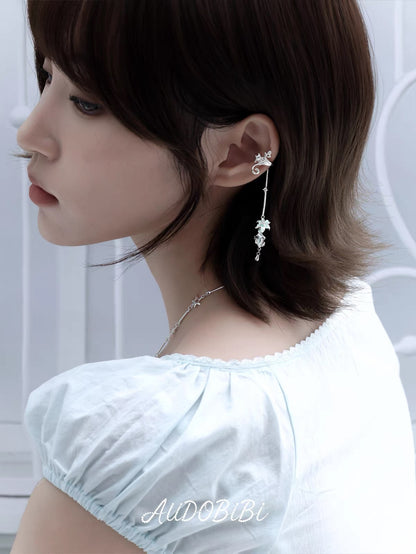 Dreamcore Lily 18K Platinum Plating Fairy Dangle Ear Cuffs