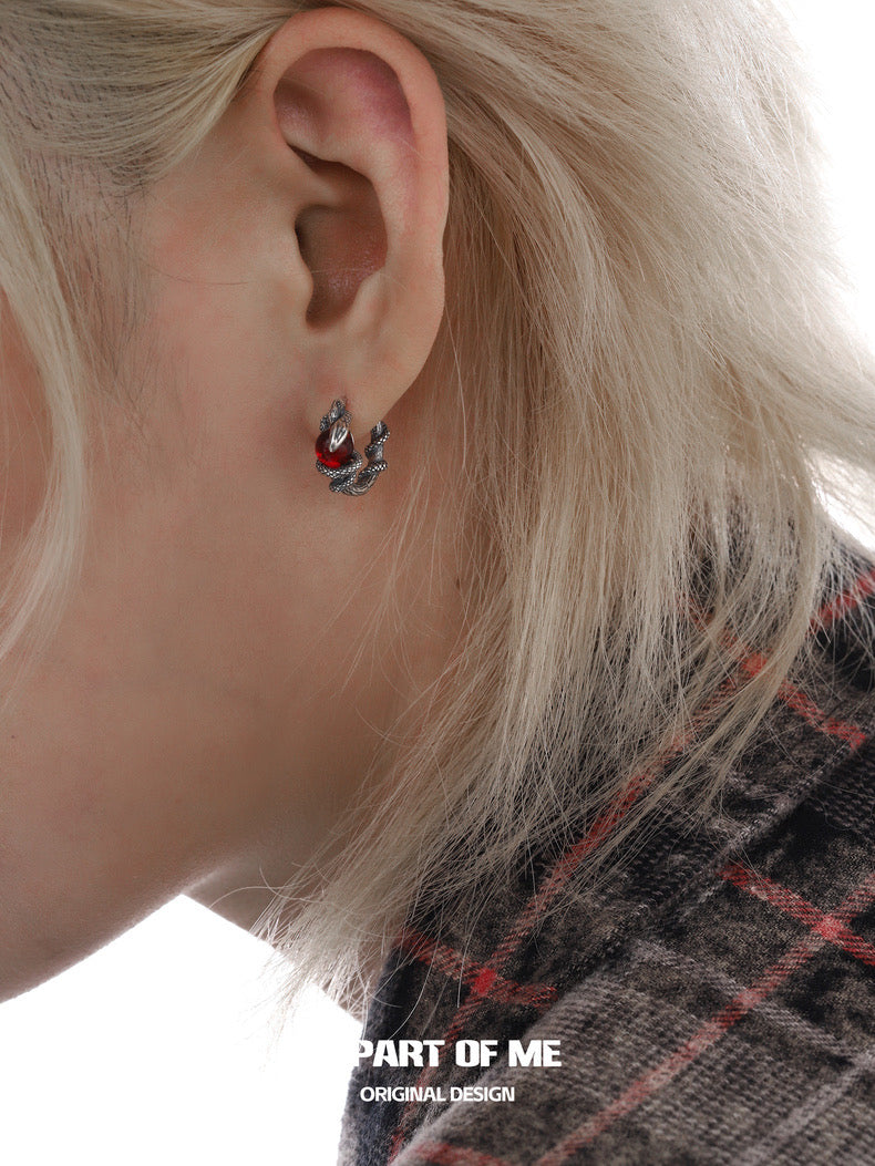 Year of the Snake S925 Sterling Silver Snake Huggies Earrings